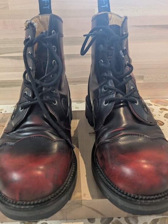 John Fluevog Derby Swirl 6-Eye Boots - Burgundy Rub-Off - Men\'s 10.5 Womens 12.5 main image 7